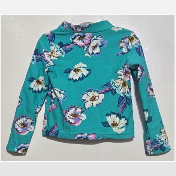 Carters Swim Rashguard Girls 3T Toddler Cropped Tropical Green Floral Top - Picture 4 of 10